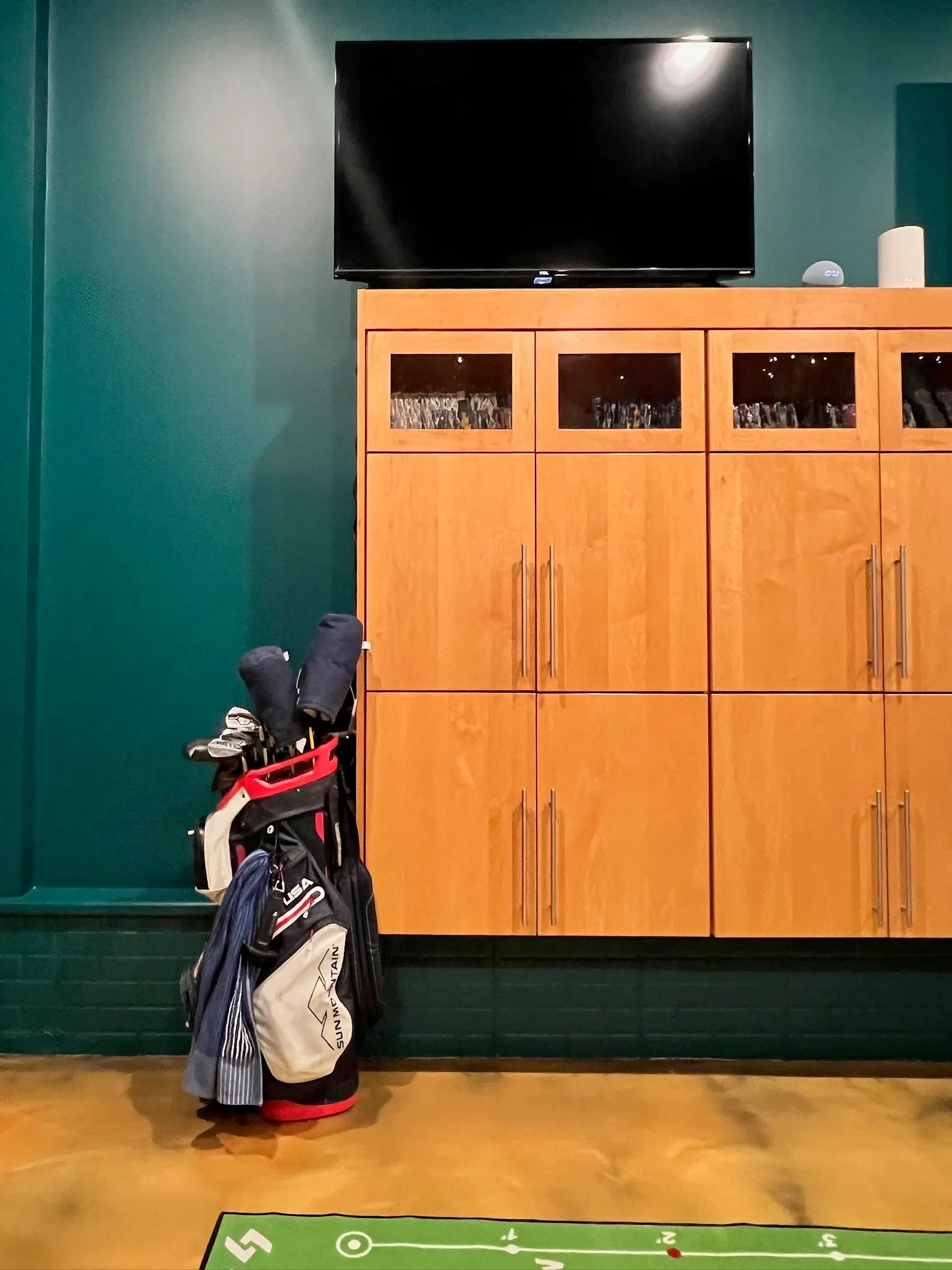 2007 Garage Remodel, whole home remodel, custom wood cabinets, epoxy floor, golf simulator, Lincoln Nebraska